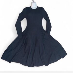 Draper James sparkle pleated knit long sleeve Crewneck midi black dress size med